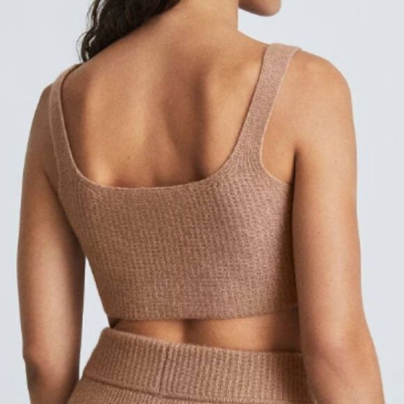 NWT Everlane Wool Blend The Cozy-Stretch Cropped Tank Top Ribbed Knit Tan - Picture 2 of 9